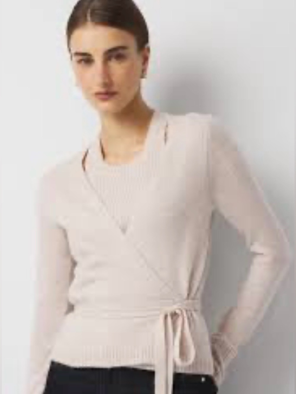 White House Back Market Light melon Wrap Tie Sweater size small